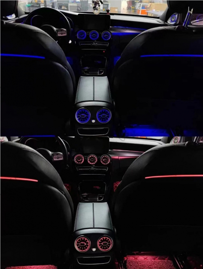 Preview: Ambientebeleuchtung Einbau inkl. Material C-Klasse – 2014-2023 64 Farben Komplett FULL SET