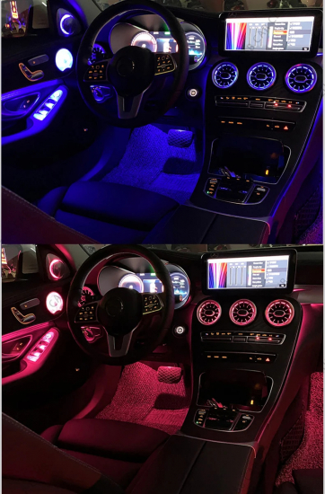 Ambientebeleuchtung Einbau inkl. Material C-Klasse – 2014-2023 64 Farben Komplett FULL SET