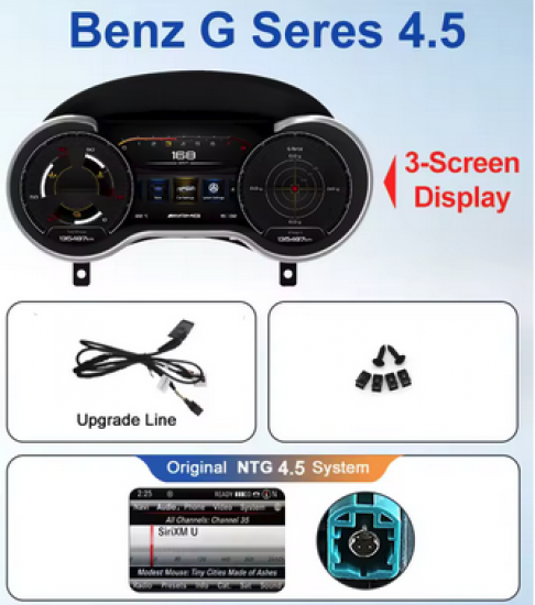 Digitales Dashboard LCD-Tacho – HD 1920×720 – Plug & Play für Mercedes-Benz – Kompatibel mit Benzin & Diesel – Austausch gegen Originaltacho – Ansicht 3