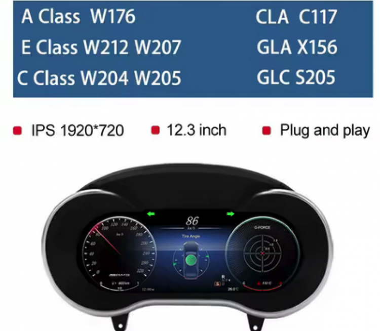 Digitales Dashboard LCD-Tacho – HD 1920×720 – Plug & Play für Mercedes-Benz – Kompatibel mit Benzin & Diesel – Austausch gegen Originaltacho – Produktbild