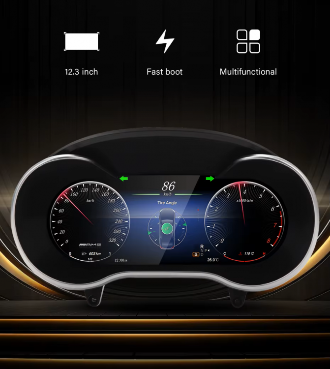 Digitales Dashboard LCD-Tacho – HD 1920×720 – Plug & Play für Mercedes-Benz – Kompatibel mit Benzin & Diesel – Austausch gegen Originaltacho – Ansicht 1