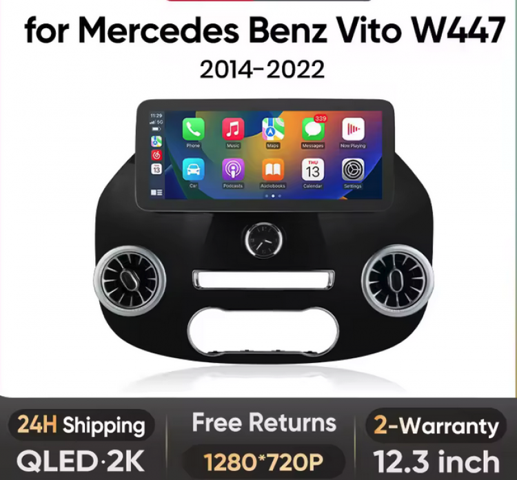 12,3" Wireless CarPlay & Android Auto Multimedia-System für Mercedes Vito W447 (2014–2022) – CarDisplayShop – Ansicht 1