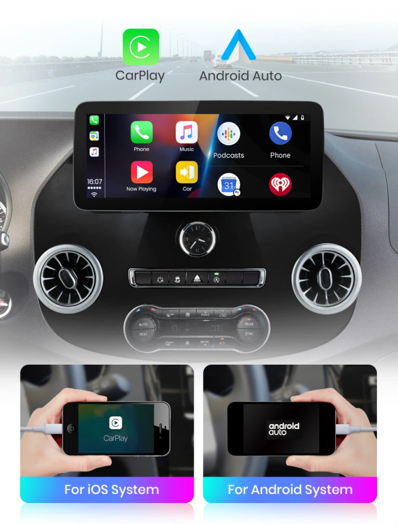 12,3" Wireless CarPlay & Android Auto Multimedia-System für Mercedes Vito W447 (2014–2022) – CarDisplayShop – Ansicht 3